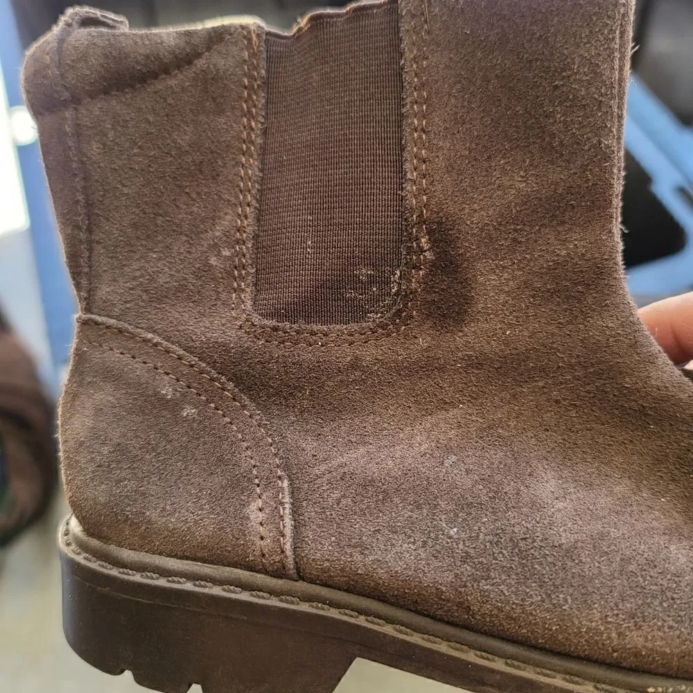 Janie and jack side sip brown suede moto booties